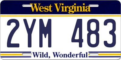 WV license plate 2YM483