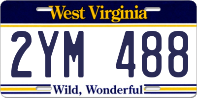 WV license plate 2YM488