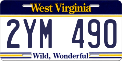 WV license plate 2YM490
