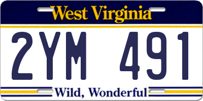 WV license plate 2YM491