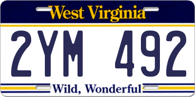 WV license plate 2YM492