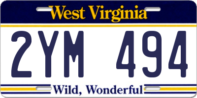 WV license plate 2YM494