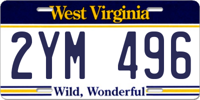 WV license plate 2YM496