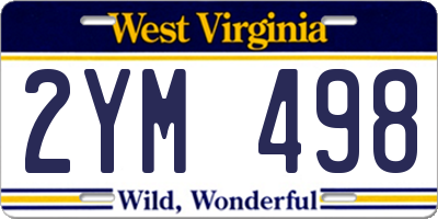 WV license plate 2YM498