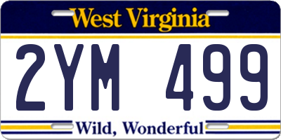WV license plate 2YM499