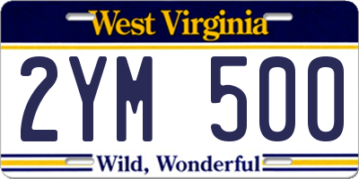 WV license plate 2YM500