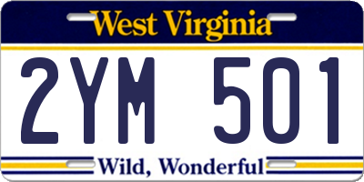 WV license plate 2YM501