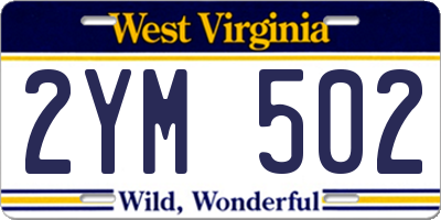 WV license plate 2YM502