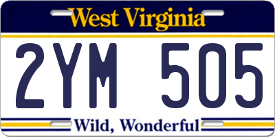 WV license plate 2YM505