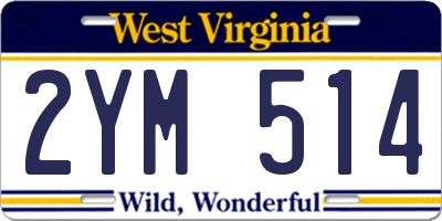 WV license plate 2YM514