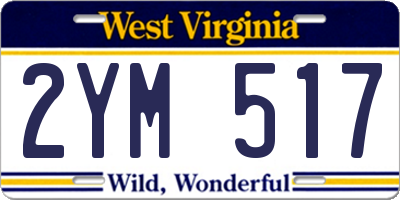 WV license plate 2YM517