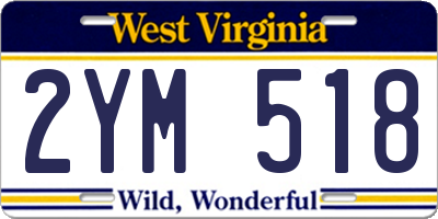 WV license plate 2YM518