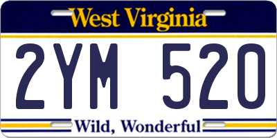 WV license plate 2YM520