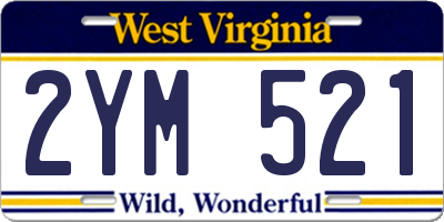 WV license plate 2YM521
