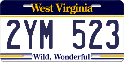 WV license plate 2YM523