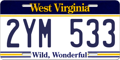 WV license plate 2YM533