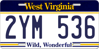 WV license plate 2YM536