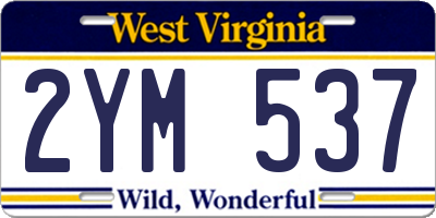 WV license plate 2YM537