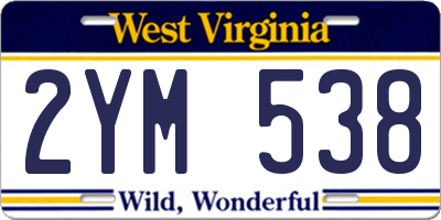 WV license plate 2YM538