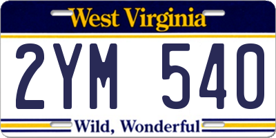 WV license plate 2YM540