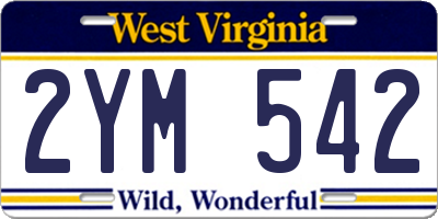 WV license plate 2YM542