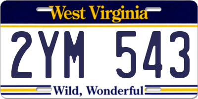 WV license plate 2YM543
