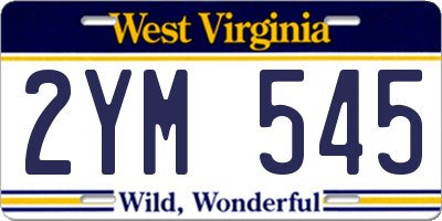 WV license plate 2YM545