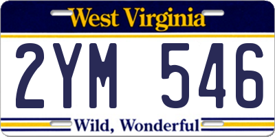 WV license plate 2YM546