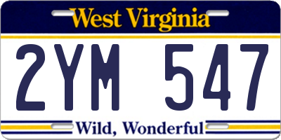 WV license plate 2YM547