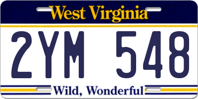 WV license plate 2YM548