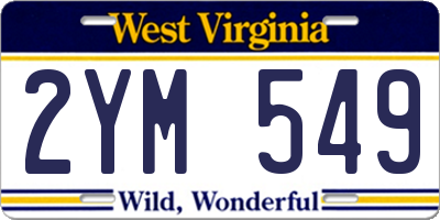 WV license plate 2YM549