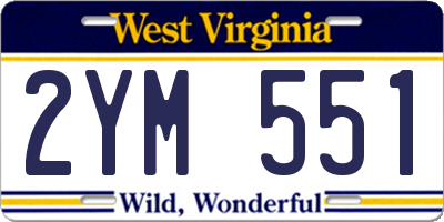 WV license plate 2YM551
