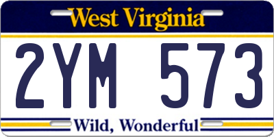 WV license plate 2YM573