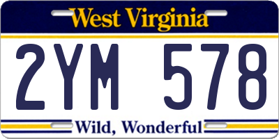 WV license plate 2YM578
