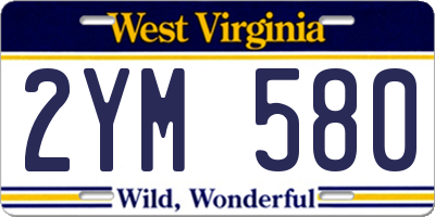 WV license plate 2YM580