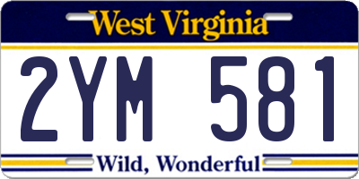 WV license plate 2YM581