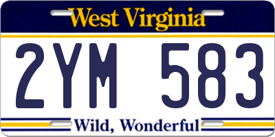 WV license plate 2YM583