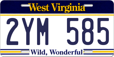 WV license plate 2YM585