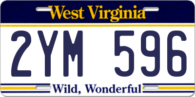 WV license plate 2YM596