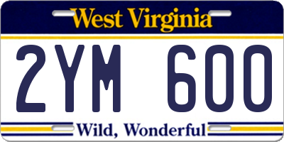 WV license plate 2YM600