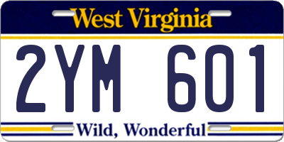 WV license plate 2YM601