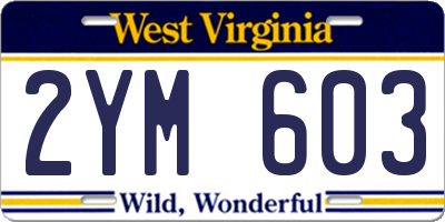 WV license plate 2YM603