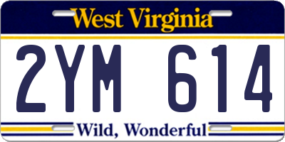 WV license plate 2YM614