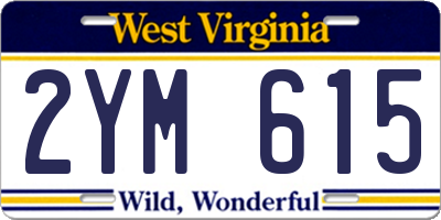 WV license plate 2YM615