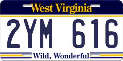 WV license plate 2YM616