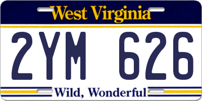 WV license plate 2YM626