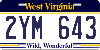 WV license plate 2YM643