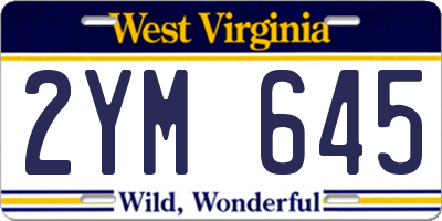 WV license plate 2YM645