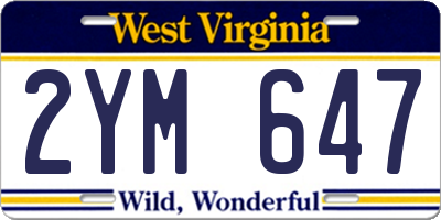 WV license plate 2YM647