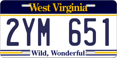 WV license plate 2YM651